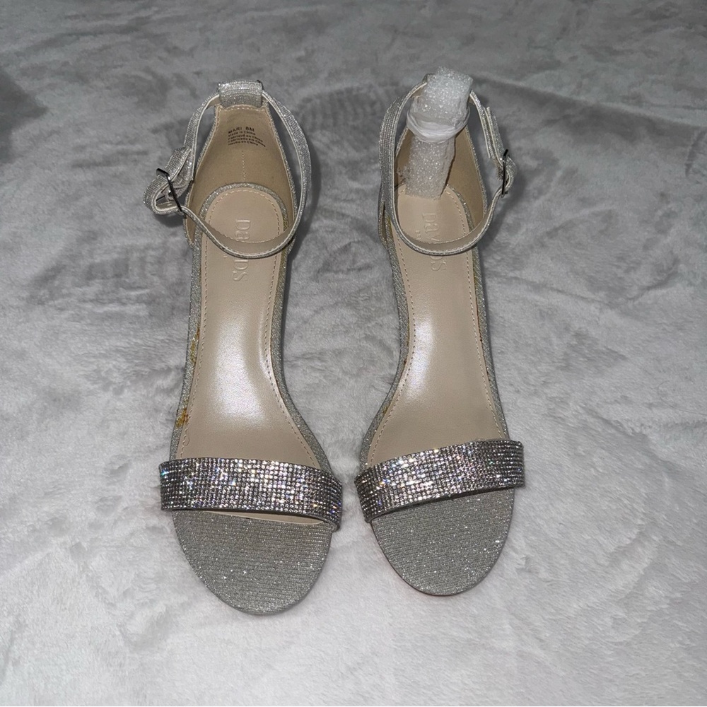 David's Bridal Silver Glitter Wedges - Picture 2 of 6